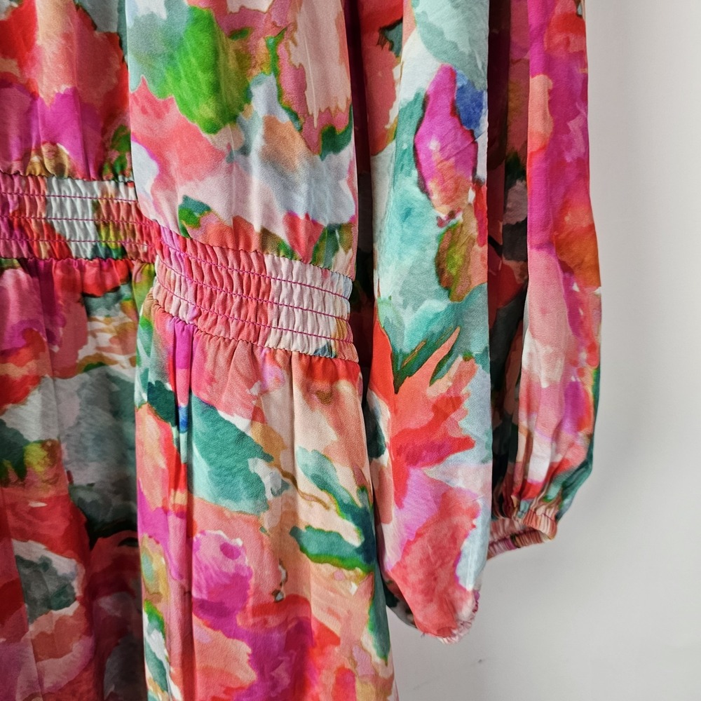 SOFT SURROUNDINGS Evalina Pink 1X Summer Floral Puff Sleeve Fairycore Maxi Dress - Picture 6 of 11